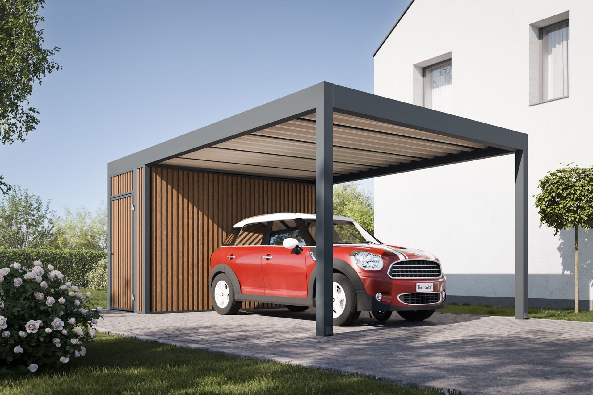 Carport jednostanowiskowy — realizacja 2 (zadaszenia tarasowe Trójmiasto)