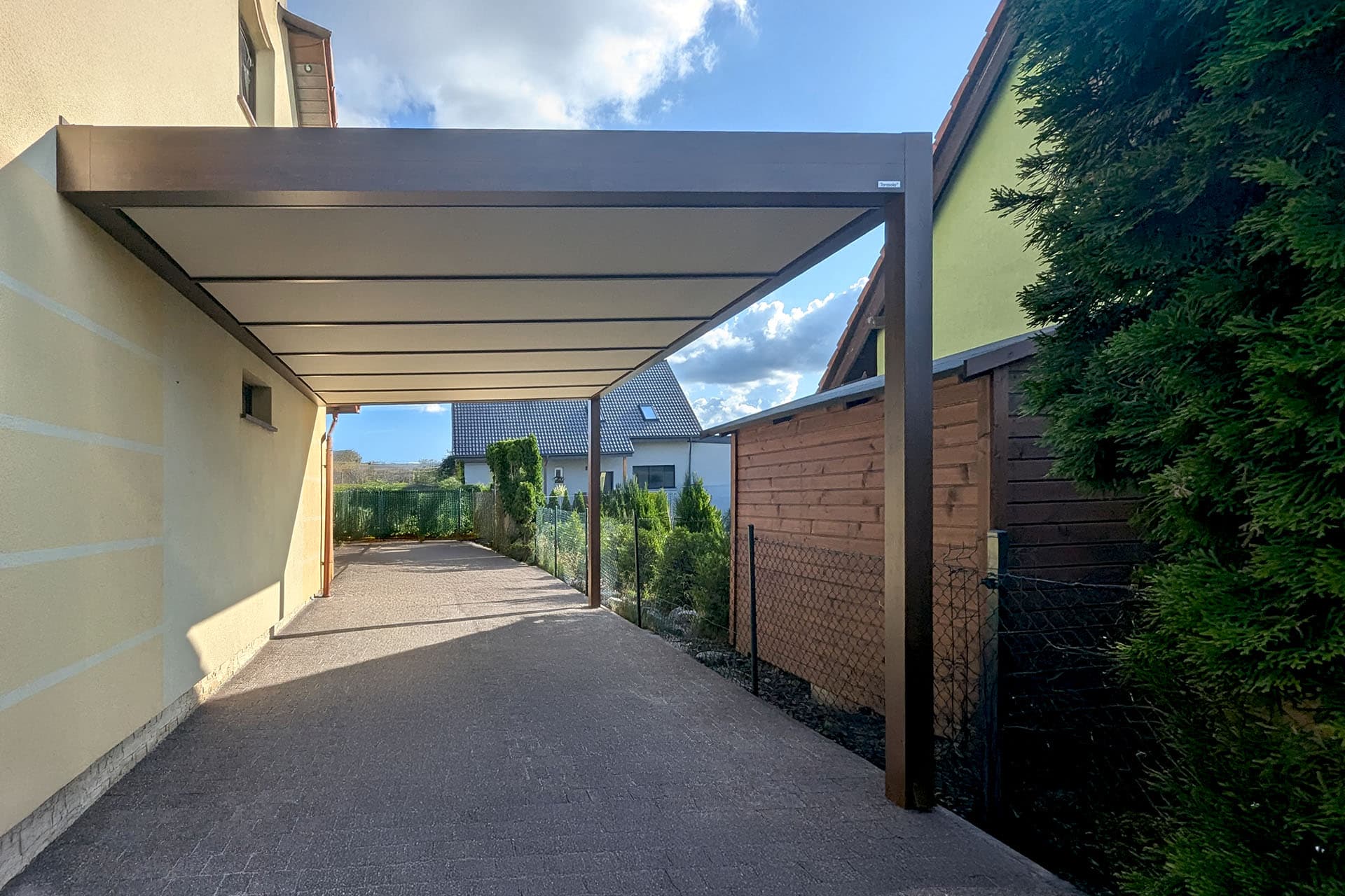 Carport jednostanowiskowy — realizacja 5 (zadaszenia tarasowe Trójmiasto)