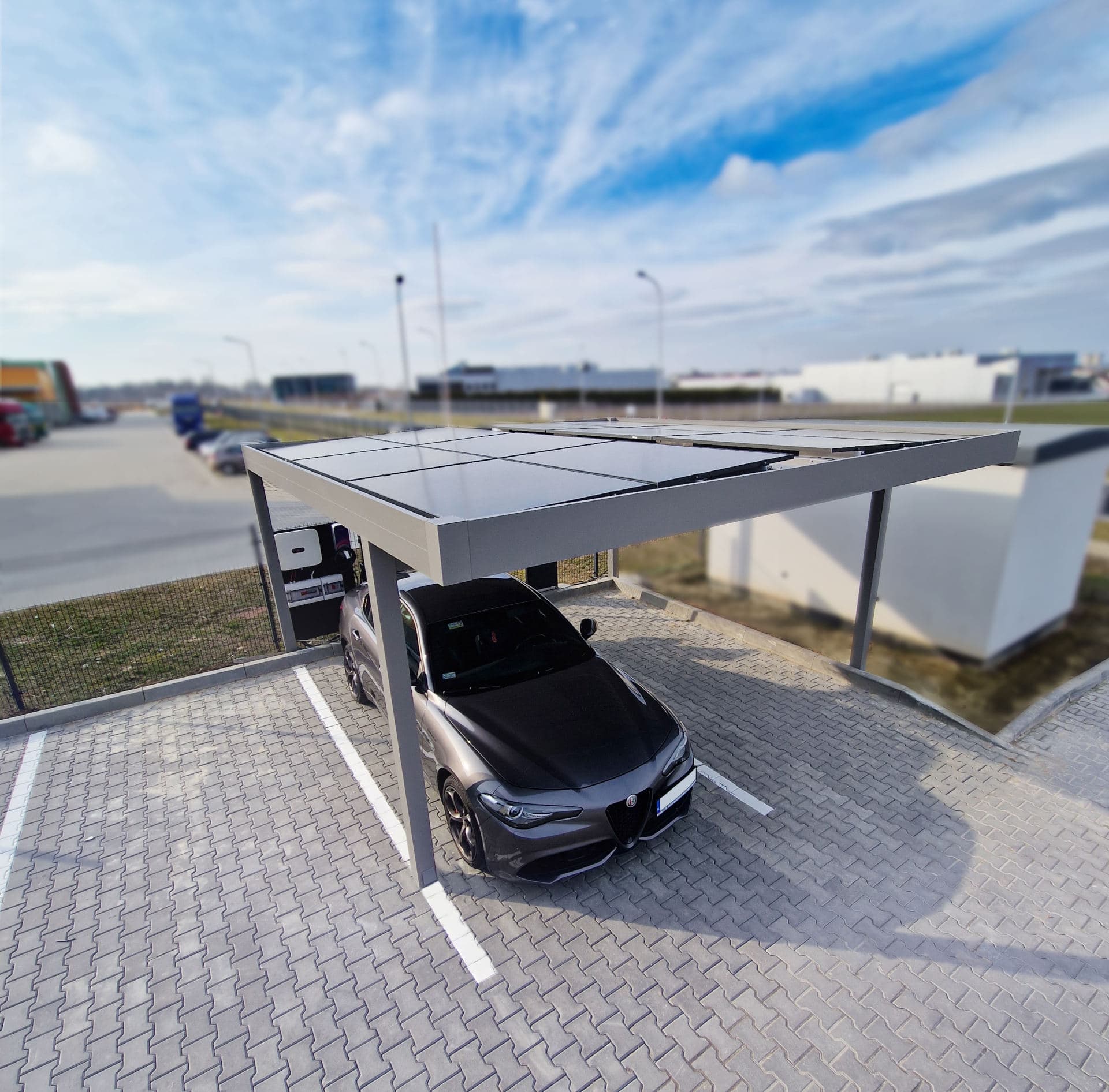 Carport jednostanowiskowy — realizacja 6 (zadaszenia tarasowe Trójmiasto)