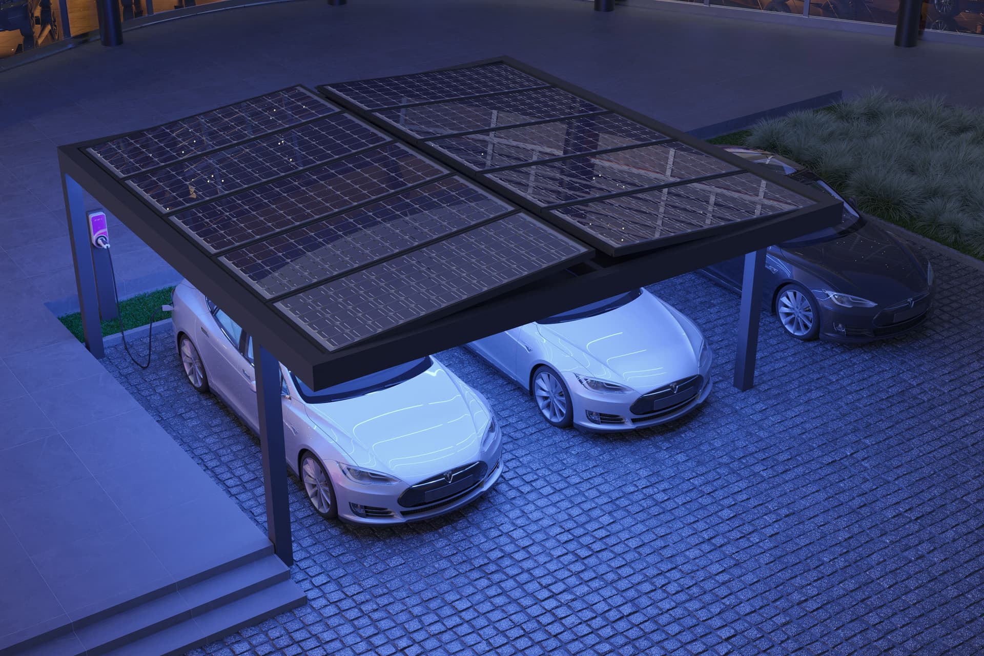 Carport z pomieszczeniem gospodarczym — realizacja 8 (zadaszenia tarasowe Trójmiasto)